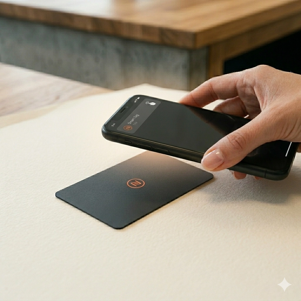 Phone tapping a branded NFC keyring